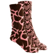 50%OFF レディースカジュアルソックス ムクラックス柄フリースソックス - （女性用）2枚組 Muk Luks Pattern Fleece Socks - 2-Pack (For Women)画像